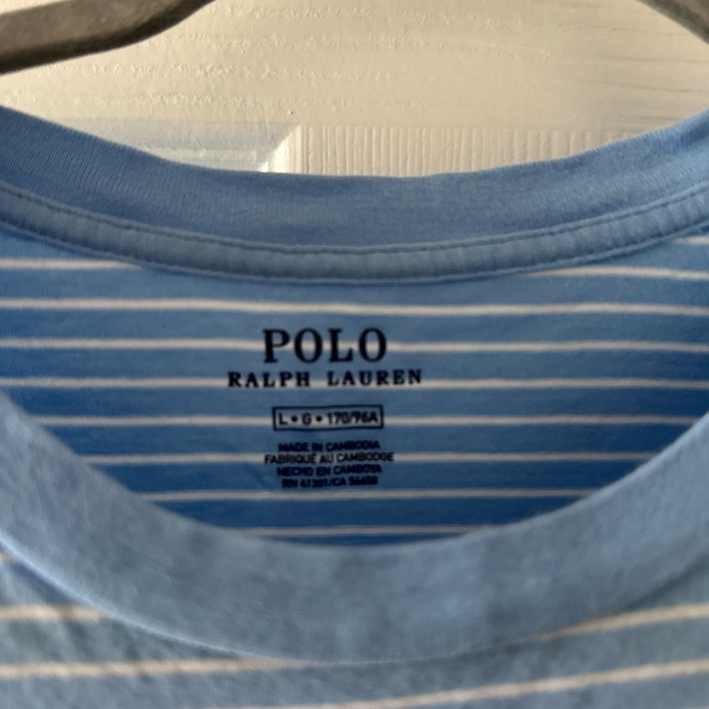 Polo by Ralph Lauren Blue and White Striped Short Sleeve Tee - Picture 4 of 4